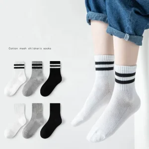 Custom Spring Cute Cartoon Ankle Baby Boy Girl Standard Sports Black White Mesh Breathable Outdoor High Elasticity Casual Socks