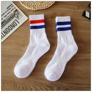 Custom Stripes White Men’s Crew Sport Terry Knitted Athletic Tube Cushion Socks Winter ODM