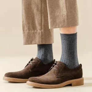 Custom Sweat Absorbent Ribbed Solid Color Winter Women Knitted Wool Thick Crew Socks