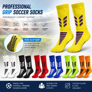 Custom Team Anti Slip Crew Soccer Socks Men’s Sports Compression Knitted Breathable