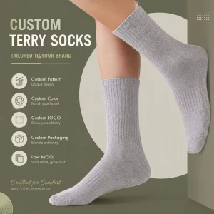 Custom Terry Crew Socks Casual Everyday School Uniform Socks Custom Logo OEM ODM Manufacturer