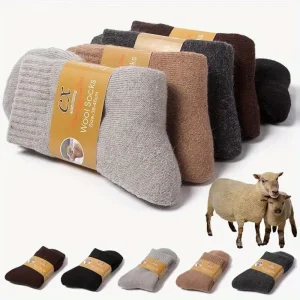 Custom Terry Thermal Wool Blend Black Ladies Long Solid Thick Winter Socks
