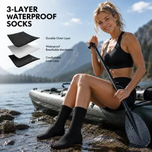 Custom Thermal Waterproof Socks 3 Layer Breathable Mid Calf Outdoor Hiking Skiing Fishing Cycling Socks Men Women OEM Supplier