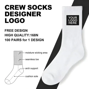 Custom Thick Crew Cotton Sports Socks Personalized Custom Logo Socks