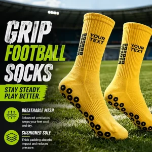 Custom Towel Bottom Anti Slip Grip Sock Sport Football Sock Unisex Crew Soccer Sock Custom Logo