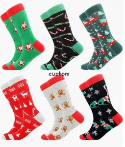 Custom Unisex Dress Socks Colorful Fashionable Mid Leg Socks Men’s Novelty Happy Cotton for Christmas