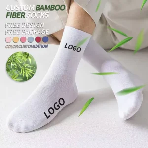 Custom Unisex General High Quality Bamboo Fiber Crew Socks Breathable Antibacterial Socks Can Be Customized Logo