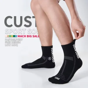 Custom Unisex Outdoor Sports Socks Mid Tube Cotton Crew Logo Men’s Women’s Sweat Absorbent Breathable Thickened Soles