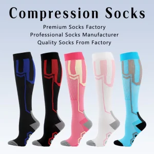 Custom Unisex Summer Knee High Compression Socks Breathable Comfortable Eco Friendly Digital Printing Cuff Nylon Cotton Athletic