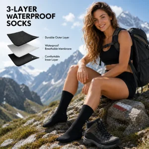 Custom Waterproof Hiking Socks 3 Layer Breathable Mid Calf Outdoor Fishing Cycling Camping Socks Men Women OEM ODM Supplier