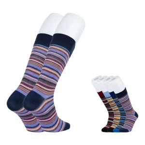 Custom Women Dress Socks with Anti Slip Long Colored Stripe Long Lasting Summer & Winter Daily Use Socks Logo Body Cuff