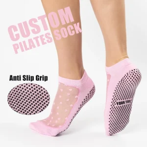 Custom Women’s Ankle Yoga Socks Anti Slip Grip Cuff Body Logo Spandex Nylon Cotton Material Summer Fitness Pilates Barre