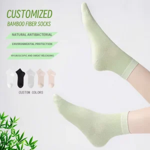Custom Women’s Bamboo Fiber Ankle Socks Letter Pattern Cuff Detail Autumn Casual Socks Breathable Comfortable Anti Bacterial