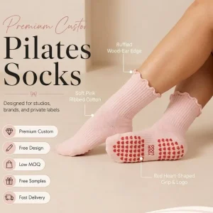Custom Women’s Cotton Knitted Yoga Socks Professional Sports Running Yoga Socks Crew Fitness Grip Pilates Socks OEM