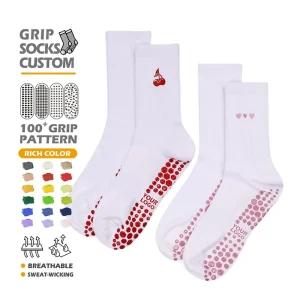 Custom Women’s Crew Yoga Socks Non-slip and Wear-resistant Grip Sock Custom Yoga Pilates Socks