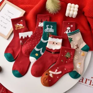 Custom Women’s Long Thick Fleece Socks Breathable Winter Cotton for New Year & Christmas Daily Usage with Logo on Body & Cuff