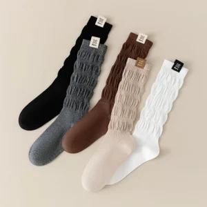 Custom Women’s Mid-Calf Socks Solid Color Thickened Warm Knitted Socks in Autumn Winter