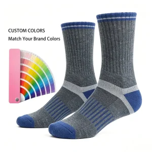 Custom Wool Crew Socks Cushioned Hiking Socks Moisture Wicking Outdoor Socks OEM Manufacturer