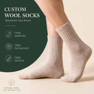 Custom Wool Crew Socks Natural Wool Thermal Socks Warm Breathable Casual Socks OEM ODM Manufacturer