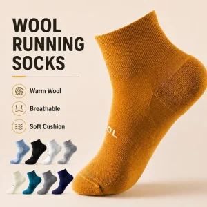 Custom Wool Running Socks Breathable Cushioned Warm Ankle Sports Wool Running Socks