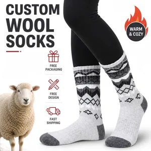 Custom Wool Socks Warm Winter Solid Soft Breathable Eco Friendly Thick Knit Women’s Daily Ankle Socks