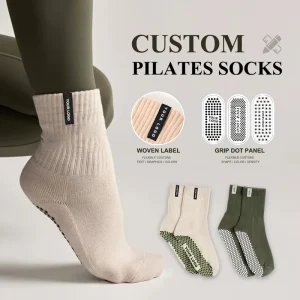 Custom Woven Label Grip Socks Anti Slip Custom Logo Pilates Socks