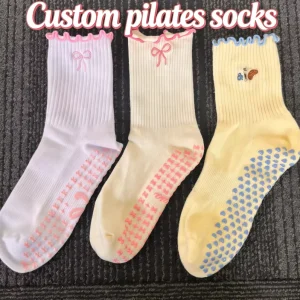 Custom Yoga Pilates Crew Socks High Quality Personalized Anti Slip Quick Dry Breathable for Studio
