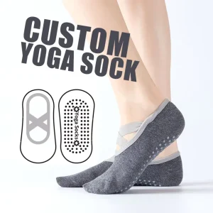 Custom Yoga Sock With Cross Strap No Show Yoga Socks Women Dance Pilates Grip Sock