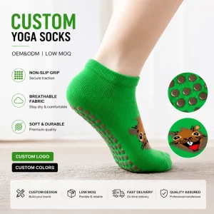 Custom Youth Autumn Pilates Yoga Socks Non Slip Breathable 100% Cotton OEM ODM Low MOQ Bottom Body Logo Gym Home Workout