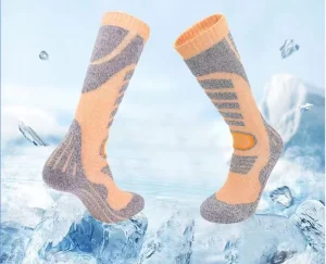 Custom Youth Green Crew Sport Socks Anti Collision Heavy Terry Polyester Non Slip Ski Snowboard Compression Bottom Spring