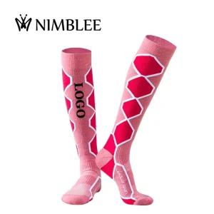 Custom Youth Men Merino Wool Compression Socks Sports Thermal Knee High Thick Winter Snowboarding Ski Socks Quick Dry