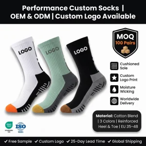 Custom Youth Sports Socks Men Women Professional Badminton Terry Knitted Crew Breathable Eco Friendly Basketball Running Cuff