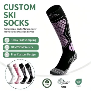 Custom Youth Wool Ski Socks Terry Cloth Cushioned Crew Eco-Friendly Outdoor Warm Sports Socks Soft Skiing Winter