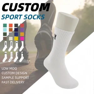 Custom logo Antibacterial Thermal Locking High Elastic 82% Cotton Knitted Crew Sports Socks for Gym Session