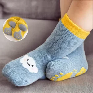 Custom logo Cartoon Infant Thick Winter Bamboo Funny Baby Knit Organic Cotton Anti slip Grip Baby Non slip Kids Socks