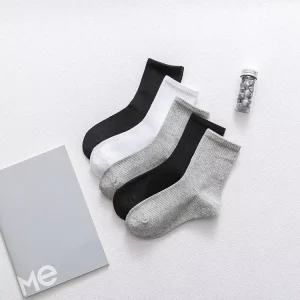 Custom logo Comfortable Breathable Black White Gray Classical Student Baby Socks Children’s Socks
