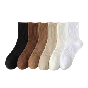Custom logo Cotton Socks Ribbed Solid Color Men Crew Sport Socks