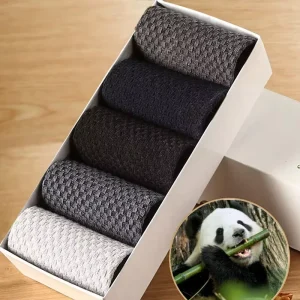 Custom logo With Box Gift Set Crew Men Classic Work Plain Blank Organic Bamboo Black Socks