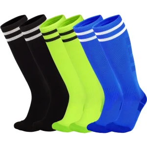 Customised Logo Soccer Socks Youth Cushion Cotton Compression Baseball Football Knee High Tube Socks with Shin Pads