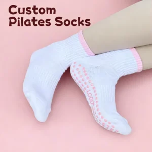 Customised Personalized Cotton Pilates Grip Socks Custom Jacquard Embroidery Logo Anti Slip Grip Pilates Socks
