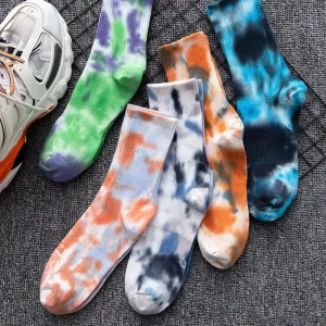 Customizable Cool Trendy Fashionable Stylish Colorful Socks Comfortable Breathable Durable Cotton Tie Dye Sports Socks