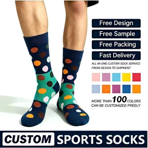 Customizable Custom Logo OEM Design Men’s Funny or Sports Crew Socks Women’s Men’s Cotton Outdoor Socks Digital Printed Knitting