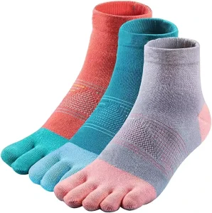 Customizable Five Finger Quarter Socks Color Block Cotton Arch Support Nylon Athletic Running Socks Custom Logo