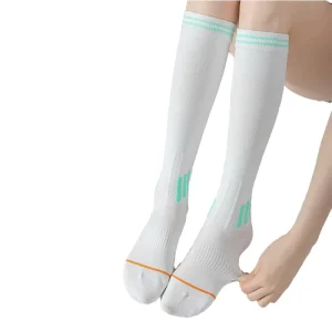 Customizable Knee High Sports Socks Quick Dry Striped High Visibility Design Long Barrel Summer Knitted Crew