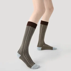 Customizable Logo Women’s Socks Autumn Winter Mid-Calf Double Needle Socks Seamless Slouch Breathable Retro Style Women Socks