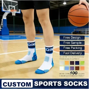 Customizable Loop Breathable Men’s Socks Sports Elite Mid Calf Basketball Socks Sweat absorbing Trendy Running Custom Socks