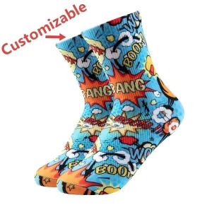 Customizable Men’s Crew Casual Sports Socks 3D Printed High quality Mid calf Socks Breathable Basketball Autumn Workout Socks