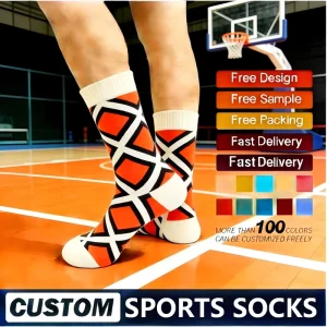 Customizable Men’s Mid-calf Socks Autumn and Winter Cotton Socks Plus Size Breathable Sports Socks Hip-hop Basketball Socks