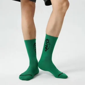 Customizable Men’s Socks Simple Style with Letter Prints Sweat Absorbent Breathable Sports Socks Combed Cotton Basketball Socks