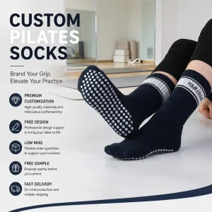 Customizable Pilates Yoga Socks Anti Slip Grippy Socks Dark Blue Dots for Women